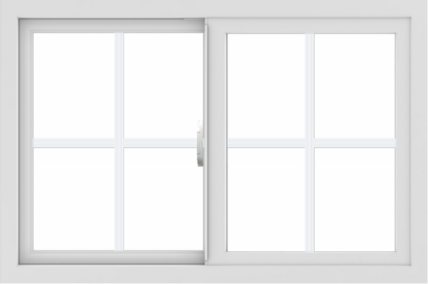 WDMA 36x24 (35.5 x 23.5 inch) Vinyl uPVC White Slide Window with Colonial Grids Exterior