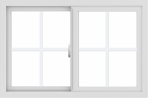 WDMA 36x24 (35.5 x 23.5 inch) Vinyl uPVC White Slide Window with Colonial Grids Exterior