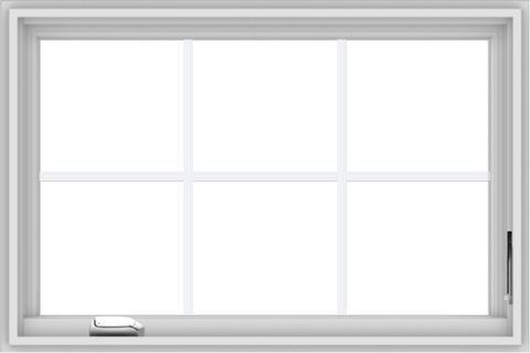 WDMA 36x24 (35.5 x 23.5 inch) White Vinyl UPVC Crank out Casement Window with Colonial Grids Interior