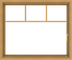 WDMA 36x30 (35.5 x 29.5 inch) Pine Wood Light Grey Aluminum Push out Casement Window with Fractional Grilles