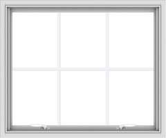 WDMA 36x30 (35.5 x 29.5 inch) White uPVC Vinyl Push out Awning Window with Colonial Grids Interior