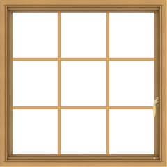 WDMA 34x34 (33.5 x 33.5 inch) Pine Wood Light Grey Aluminum Push out Casement Window without Grids