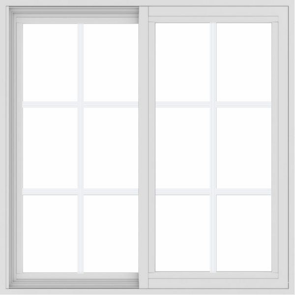 WDMA 36x36 (35.5 x 35.5 inch) Vinyl uPVC White Slide Window with Colonial Grids Exterior