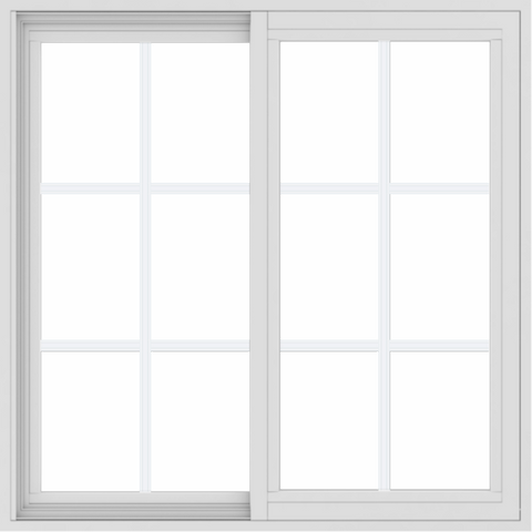 WDMA 36x36 (35.5 x 35.5 inch) Vinyl uPVC White Slide Window with Colonial Grids Exterior