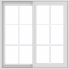 WDMA 36x36 (35.5 x 35.5 inch) Vinyl uPVC White Slide Window with Colonial Grids Exterior