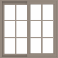 WDMA 34x34 (33.5 x 33.5 inch) Vinyl uPVC Brown Slide Window without Grids Interior