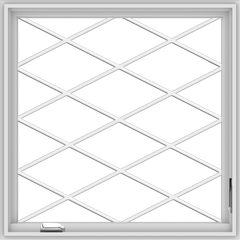 WDMA 36x36 (35.5 x 35.5 inch) White Vinyl UPVC Crank out Casement Window without Grids with Diamond Grills