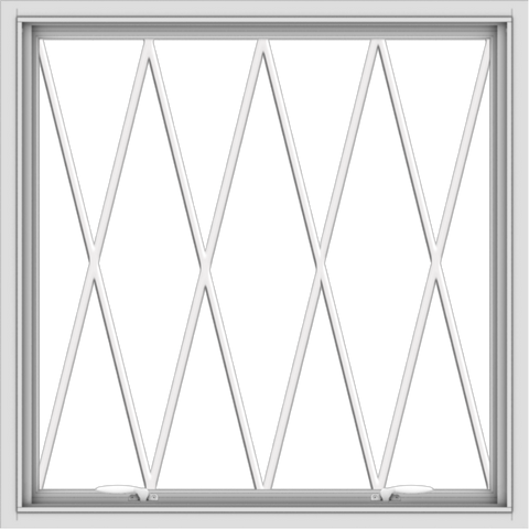 WDMA 36x36 (35.5 x 35.5 inch) White uPVC Vinyl Push out Awning Window without Grids with Diamond Grills