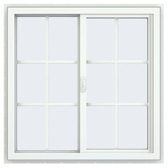 34x34 Bronze Color Vinyl Sliding Window With Colonial Grids Grilles