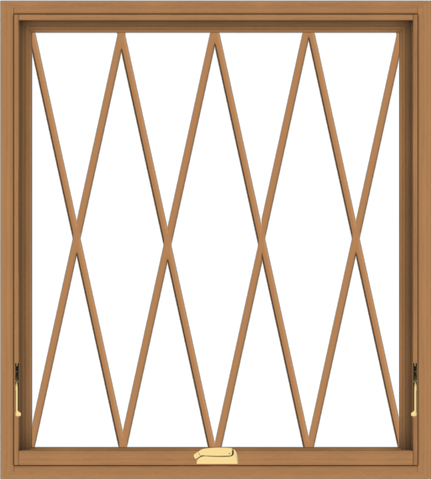 WDMA 36x40 (35.5 x 39.5 inch) Oak Wood Dark Brown Bronze Aluminum Crank out Awning Window without Grids with Diamond Grills