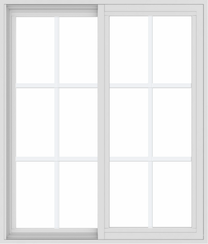 WDMA 36x42 (35.5 x 41.5 inch) Vinyl uPVC White Slide Window with Colonial Grids Exterior