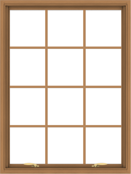 WDMA 36x48 (35.5 x 47.5 inch) Oak Wood Green Aluminum Push out Awning Window with Colonial Grids Interior