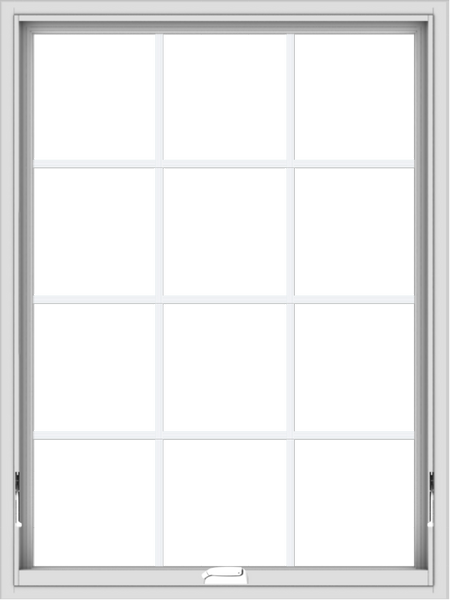 WDMA 36x48 (35.5 x 47.5 inch) White Vinyl uPVC Crank out Awning Window with Colonial Grids Interior