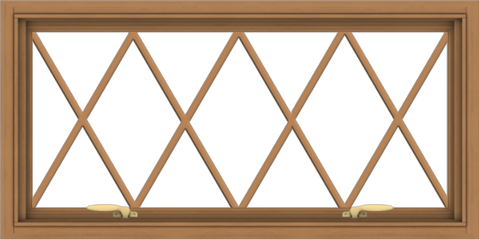 WDMA 40x20 (39.5 x 19.5 inch) Oak Wood Green Aluminum Push out Awning Window without Grids with Diamond Grills