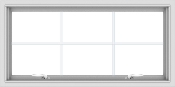 WDMA 40x20 (39.5 x 19.5 inch) White uPVC Vinyl Push out Awning Window with Colonial Grids Interior