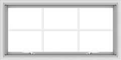 WDMA 40x20 (39.5 x 19.5 inch) White uPVC Vinyl Push out Awning Window with Colonial Grids Interior