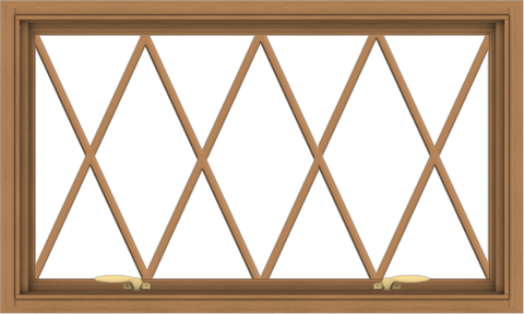 WDMA 40x24 (39.5 x 23.5 inch) Oak Wood Green Aluminum Push out Awning Window without Grids with Diamond Grills