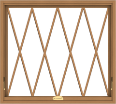 WDMA 40x36 (39.5 x 35.5 inch) Oak Wood Dark Brown Bronze Aluminum Crank out Awning Window without Grids with Diamond Grills