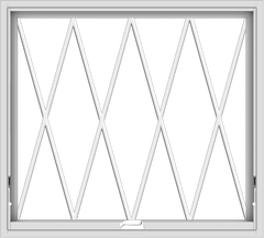 WDMA 40x36 (39.5 x 35.5 inch) White Vinyl uPVC Crank out Awning Window without Grids with Diamond Grills