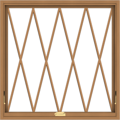 WDMA 40x40 (39.5 x 39.5 inch) Oak Wood Dark Brown Bronze Aluminum Crank out Awning Window without Grids with Diamond Grills