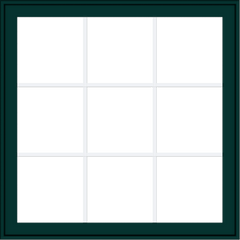 WDMA 40x40 (39.5 x 39.5 inch) Oak Wood Green Aluminum Push out Awning Window with Colonial Grids Exterior