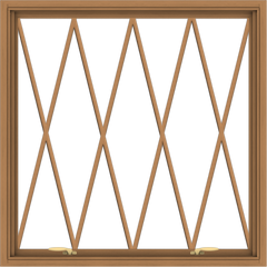 WDMA 40x40 (39.5 x 39.5 inch) Oak Wood Green Aluminum Push out Awning Window without Grids with Diamond Grills