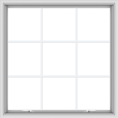 WDMA 40x40 (39.5 x 39.5 inch) White uPVC Vinyl Push out Awning Window with Colonial Grids Interior