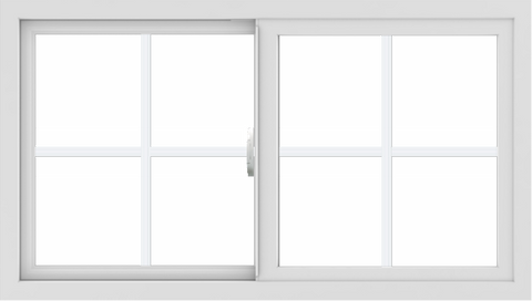 WDMA 42x24 (41.5 x 23.5 inch) Vinyl uPVC White Slide Window with Colonial Grids Exterior