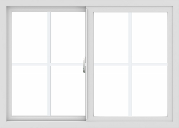 WDMA 42x30 (41.5 x 29.5 inch) Vinyl uPVC White Slide Window with Colonial Grids Exterior