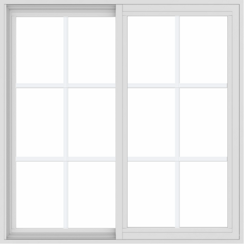 WDMA 42x42 (41.5 x 41.5 inch) Vinyl uPVC White Slide Window with Colonial Grids Exterior