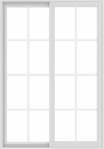 WDMA 42x60 (41.5 x 59.5 inch) Vinyl uPVC White Slide Window with Colonial Grids Exterior