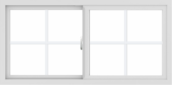 WDMA 48x24 (47.5 x 23.5 inch) Vinyl uPVC White Slide Window with Colonial Grids Exterior