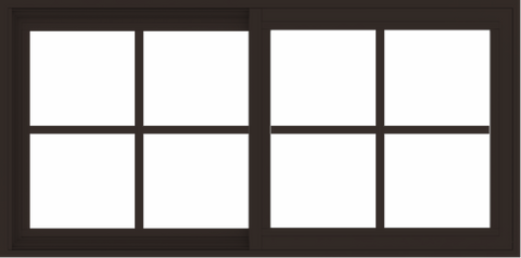 WDMA 48x24 (47.5 x 23.5 inch) Vinyl uPVC Dark Brown Slide Window with Colonial Grids Exterior