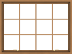 WDMA 48x36 (47.5 x 35.5 inch) Oak Wood Green Aluminum Push out Awning Window with Colonial Grids Interior