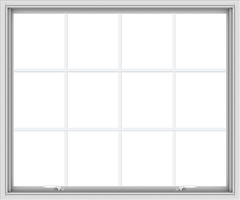 WDMA 48x40 (47.5 x 39.5 inch) White uPVC Vinyl Push out Awning Window with Colonial Grids Interior