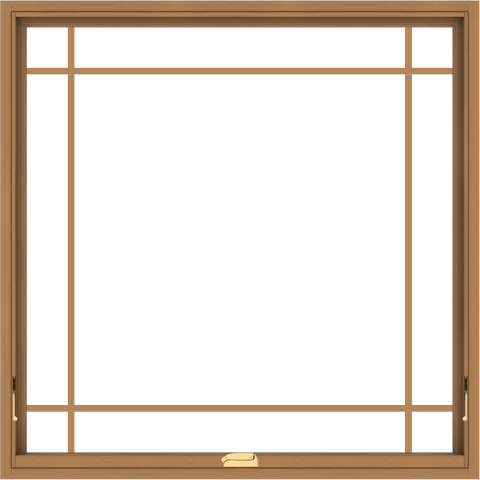 WDMA 48x48 (47.5 x 47.5 inch) Oak Wood Dark Brown Bronze Aluminum Crank out Awning Window with Prairie Grilles