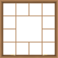 WDMA 48x48 (47.5 x 47.5 inch) Oak Wood Green Aluminum Push out Awning Window without Grids with Victorian Grills