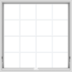 WDMA 48x48 (47.5 x 47.5 inch) White Vinyl uPVC Crank out Awning Window with Colonial Grids Interior