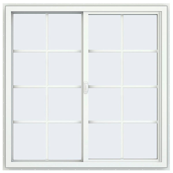 46x46 Black Color Vinyl Aluminum PVC Sliding Window With Colonial Grids Grilles