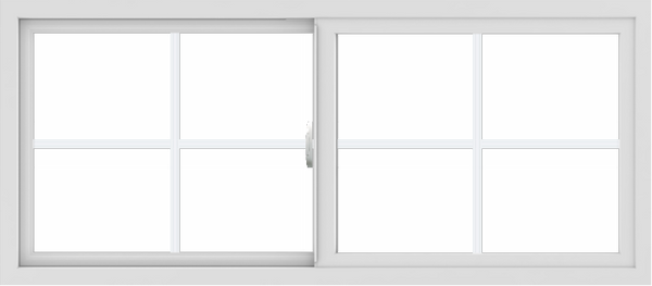 WDMA 54x24 (53.5 x 23.5 inch) Vinyl uPVC White Slide Window with Colonial Grids Exterior