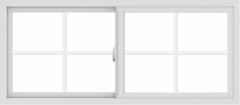 WDMA 54x24 (53.5 x 23.5 inch) Vinyl uPVC White Slide Window with Colonial Grids Exterior