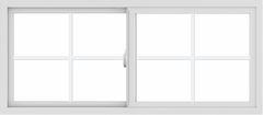 WDMA 54x24 (53.5 x 23.5 inch) Vinyl uPVC White Slide Window with Colonial Grids Exterior