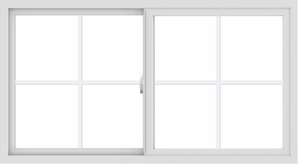 WDMA 54x30 (53.5 x 29.5 inch) Vinyl uPVC White Slide Window with Colonial Grids Exterior