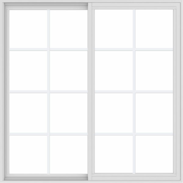 WDMA 54x54 (53.5 x 53.5 inch) Vinyl uPVC White Slide Window with Colonial Grids Exterior