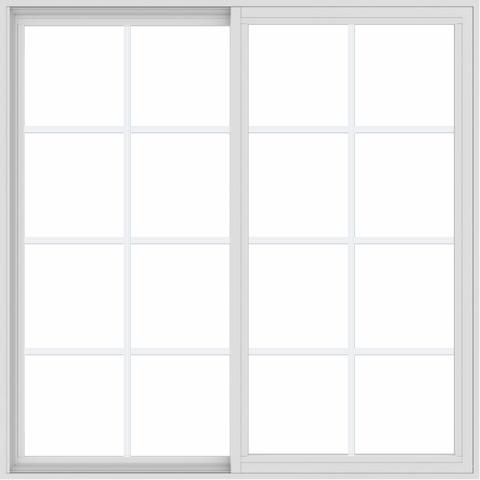 WDMA 54x54 (53.5 x 53.5 inch) Vinyl uPVC White Slide Window with Colonial Grids Exterior