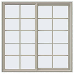 60x60 59.5x59.5 Bronze Vinyl Upvc Sliding Window With Colonial Grids Grilles