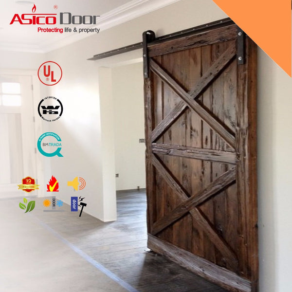 ASICO Hot Sales American Style Solid Oak/ Teak/ Pine Glass Lifting Wood Sliding Barn Door on China WDMA on China WDMA