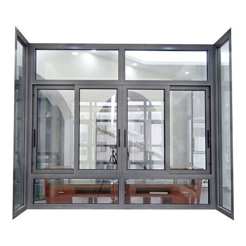 Aluminium Powder Coated Balcony Patio Toughened Glass Sliding Bay Window on China WDMA