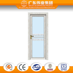 Aluminium alloy frame tempered modern interior bathroom wooden door with elegant glass design on China WDMA