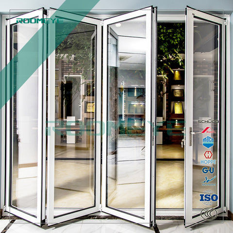 Aluminium balcony outdoor bi-fold door glass folding aluminium door on China WDMA